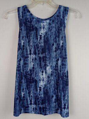 Old Navy Active Womens M Blue Tie Dye Wide Strap Racerback Split Back Tank Top